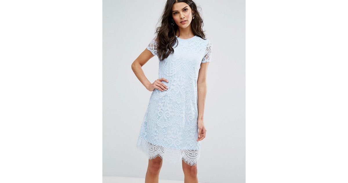 lipsy lace insert shift dress