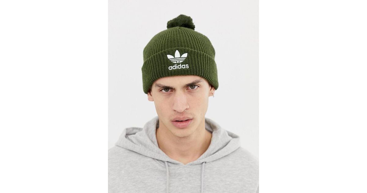 adidas Originals Synthetic Pom Pom Beanie in Green for Men - Lyst