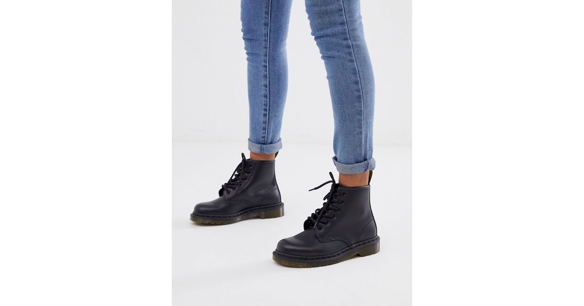 dr martens 101 6 eye leather boots in black
