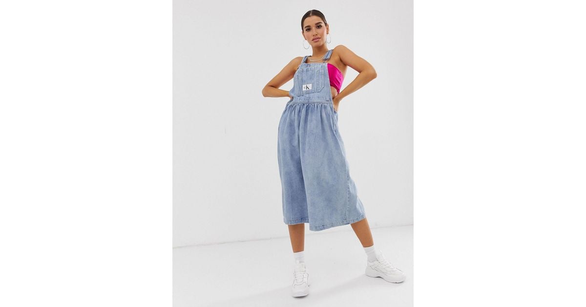 Iconic Robe salopette Calvin Klein en coloris Bleu Lyst