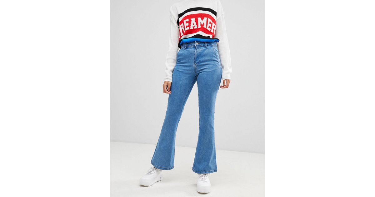 Chorus Flared Jeans With Star Foil Back Pockets in Blue | Lyst