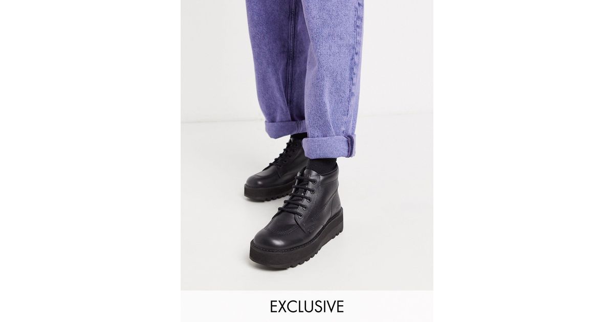 Kickers Hi Stack Platform Boots in Black for Men Lyst Australia