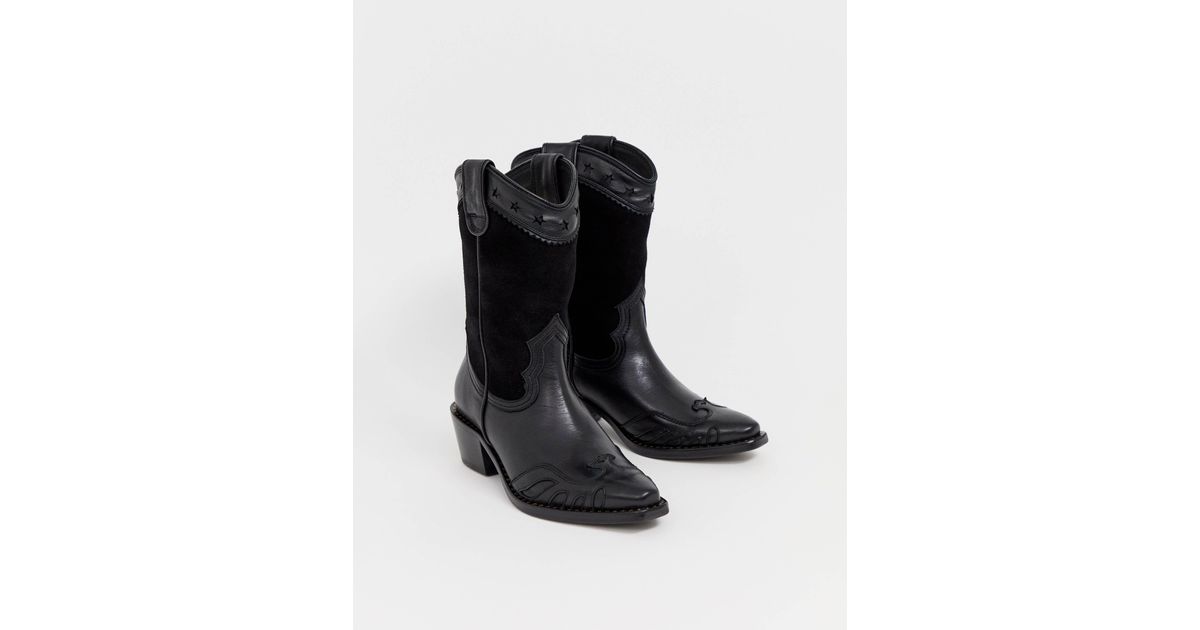 Botas estilo cowboy en negro Gerda Buffalo de Cuero de color Negro | Lyst