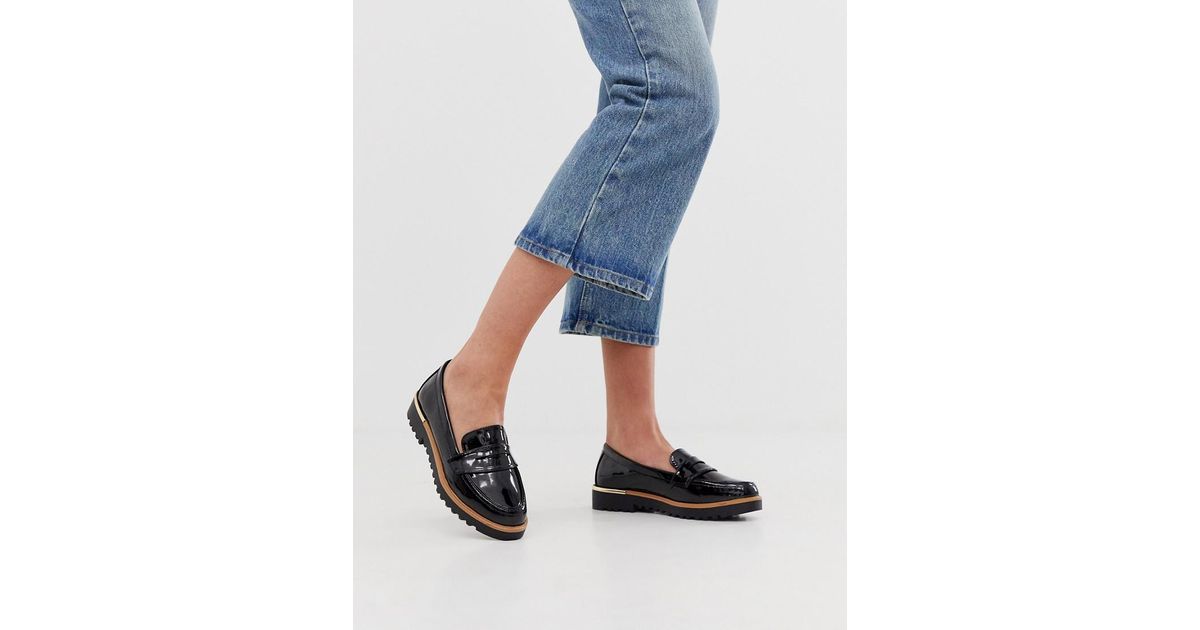 chunky patent loafers