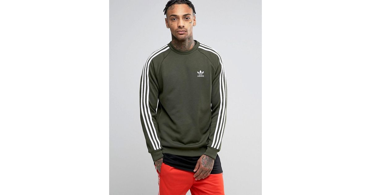 adidas Originals Cotton Sst Crew Neck Sweatshirt In Green Bq5406 for Men -  Lyst
