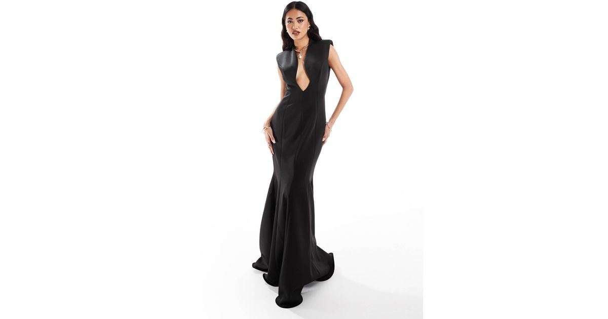 Winmy Shawl Backless Slimming fish tail maxi dress