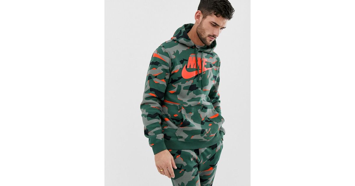 Nike Club Camo Hoodie In Green for Men | Lyst UK