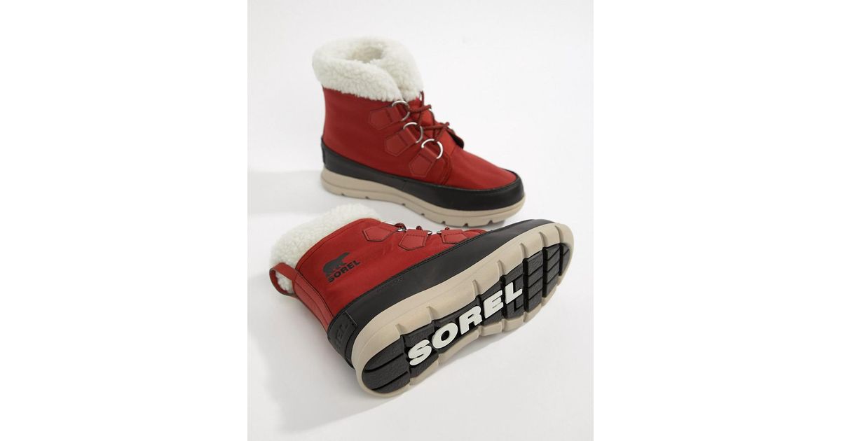 sorel explorer carnival waterproof nylon boots with microfleece lining
