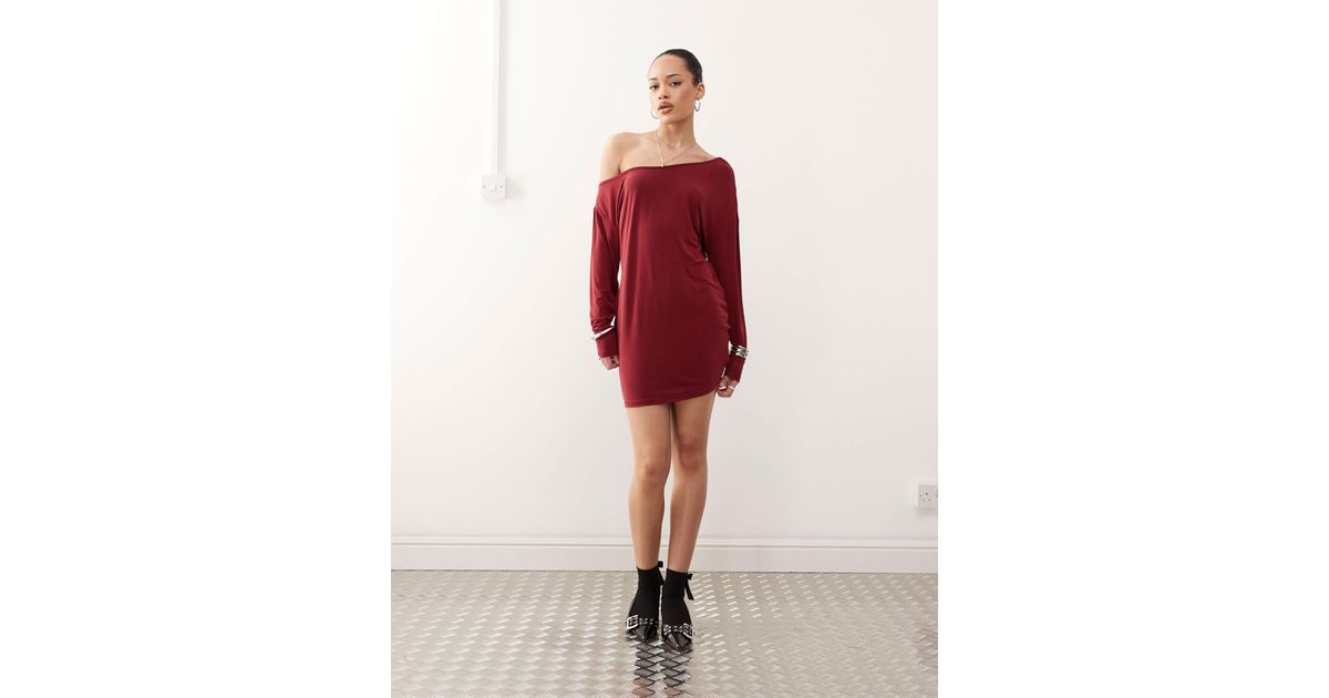shelisa slouchy mini dress in black Motel Shelisa Slouchy Mini Dress