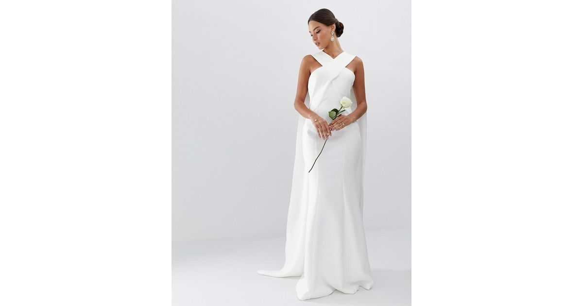 Vestito da sposa a mantella con incrocio sul davanti di ASOS in