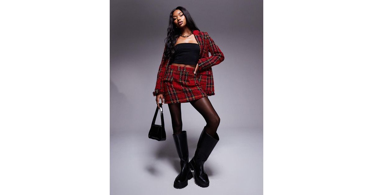 River Island Tartan Skirt Asos River Island Tartan Boucle Mini
