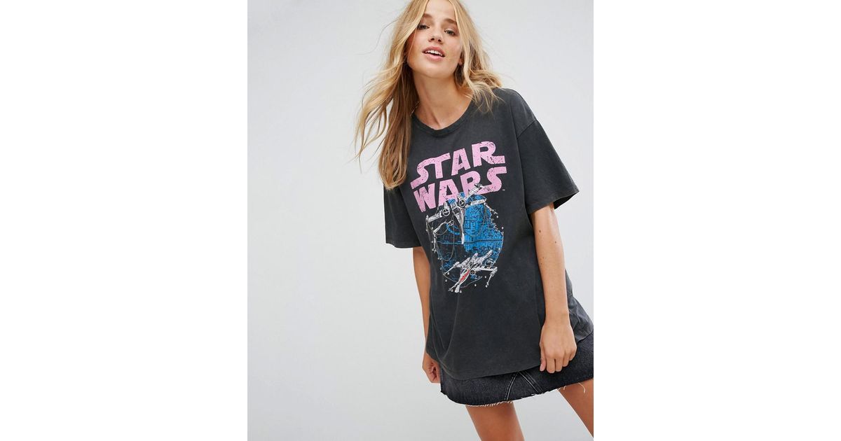 Bershka Cotton Star Wars Slogan T-shirt With Chain Detail in Gray - Lyst