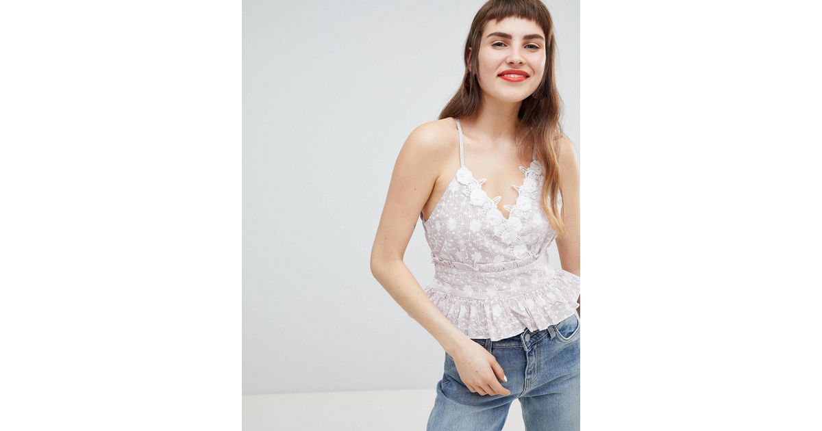 lace peplum cami top