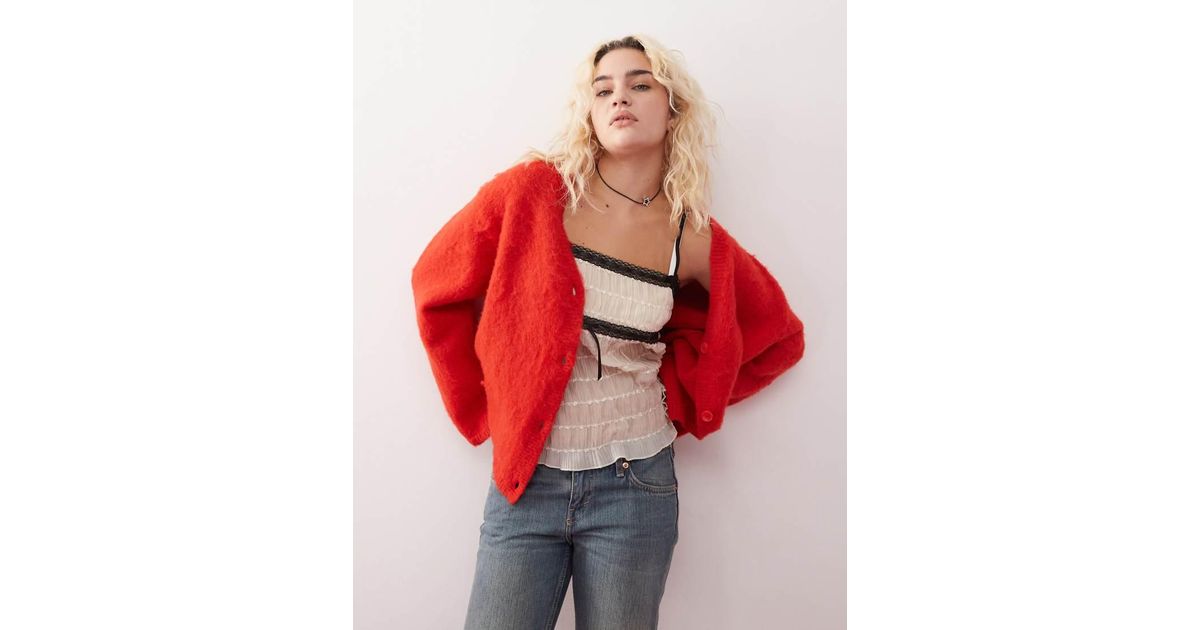 Asos Monki Red Cardigan Striped Cardigan Asos Monki Cardigan Pink