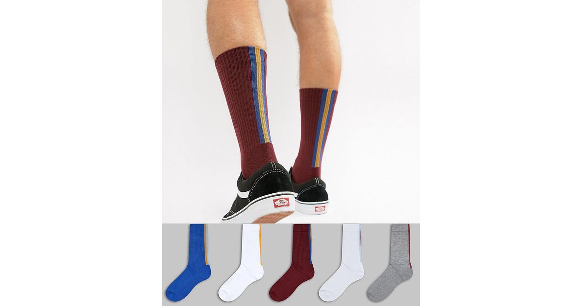 ASOS Sports Style Socks With Vertical Back Stripe 5 Pack for Men | Lyst