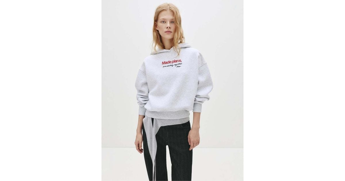 Pull&Bear Hoodie With Embroidered Slogan in White Lyst UK