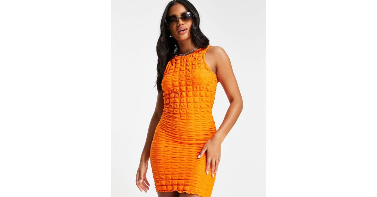 ASOS Popcorn Texture Racer Beach Mini Dress in Orange Lyst Australia