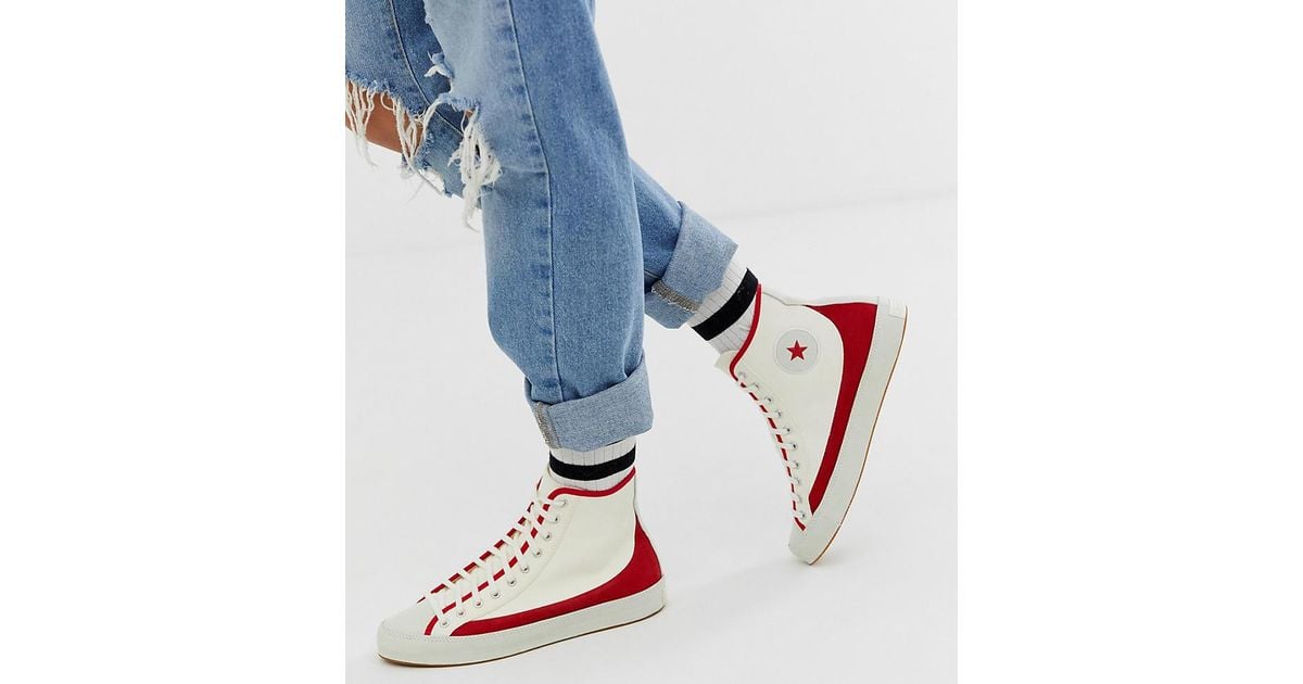 Converse Canvas Chuck Taylor Sasha Vintage Red And White Trainers | Lyst
