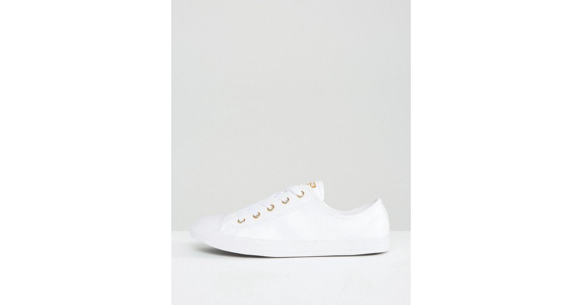 Converse Chuck Taylor Dainty Trainers In White With Gold Eyelets | Lyst UK