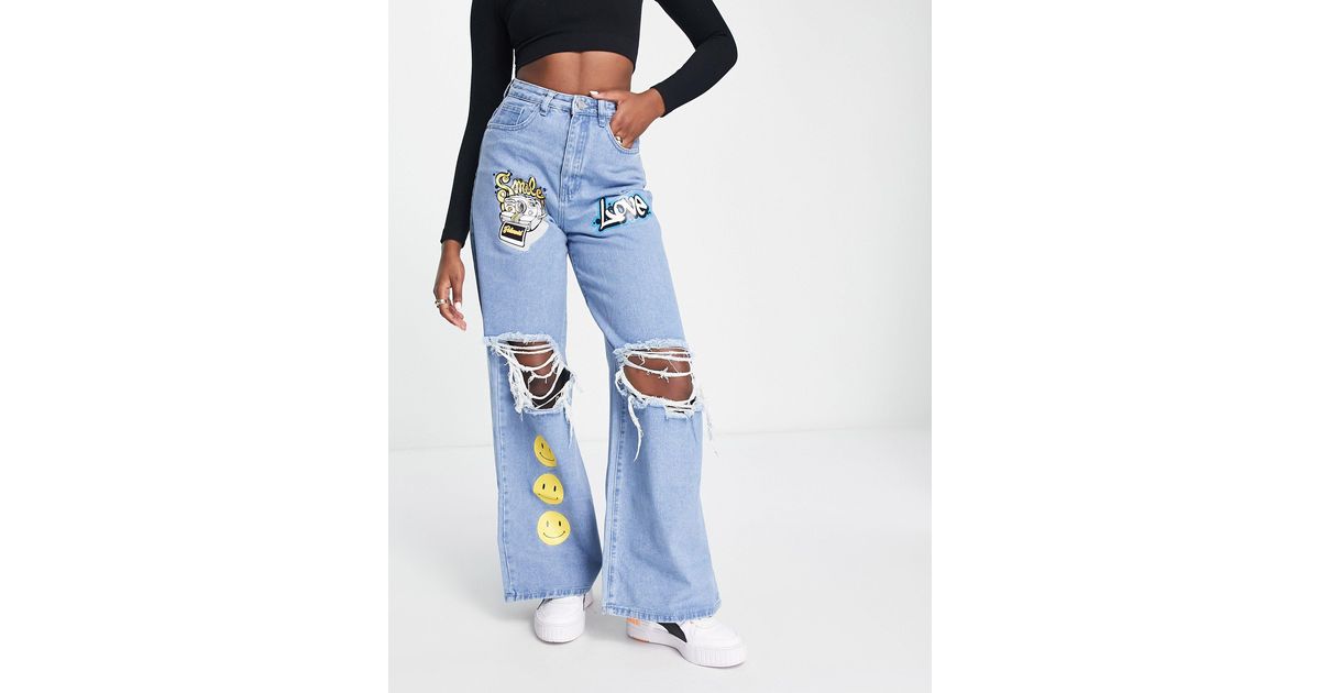 Missguided Denim Love Graffiti Style Jeans in Blue Lyst Canada