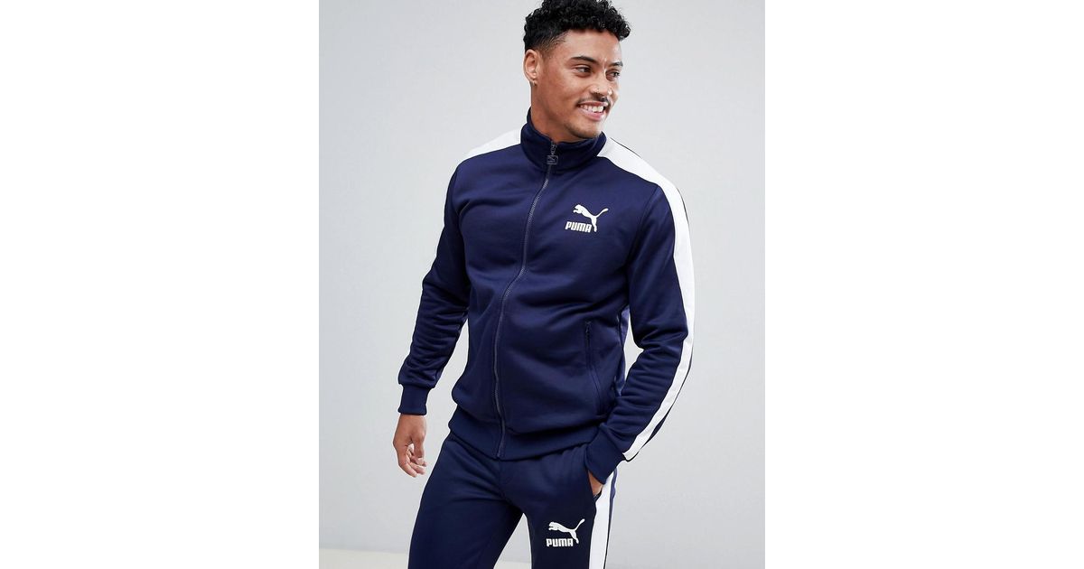 PUMA Archive T7 Track Jacket In Navy 57265806 in Blue for Men | Lyst