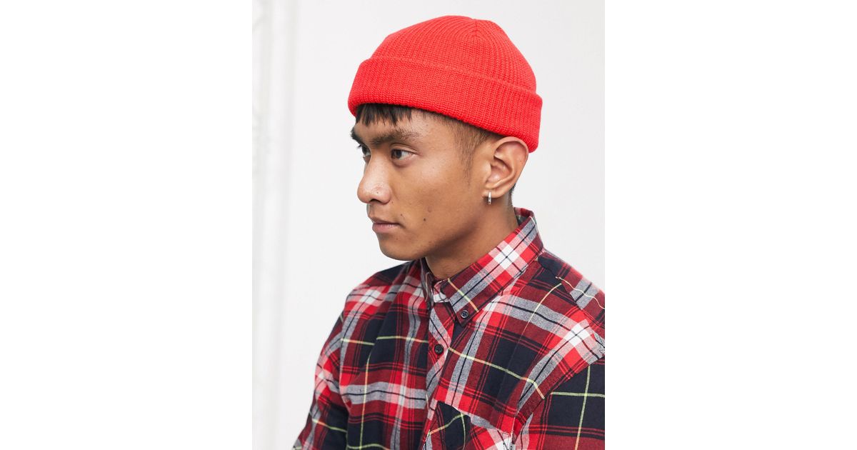 Weekday Synthetic Stan Beanie in Red 
