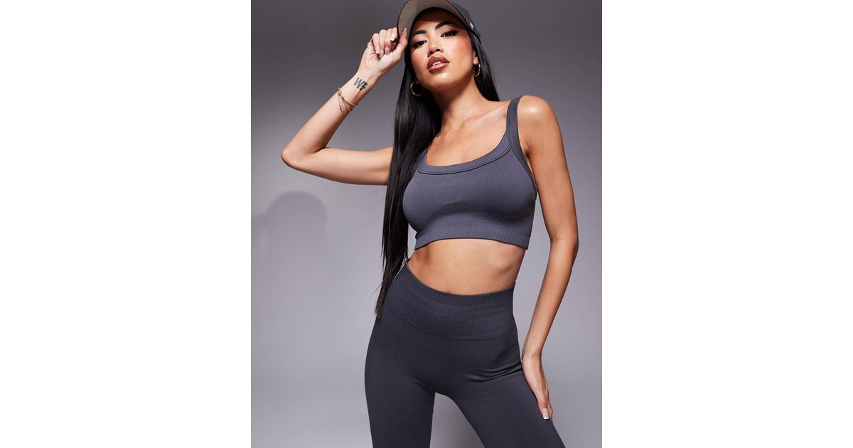 ASOS Sculpting Seamless Medium Support Sports Bra in Blue | Lyst