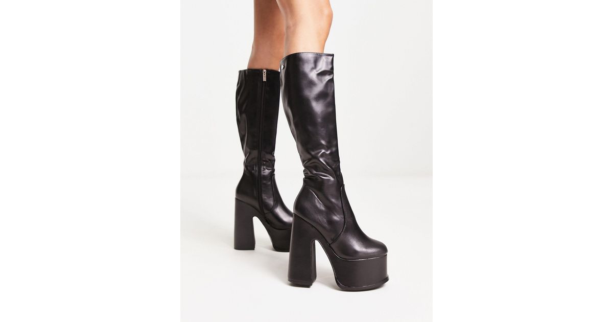 Shellys London Corrs Platform Knee Boots in Black | Lyst