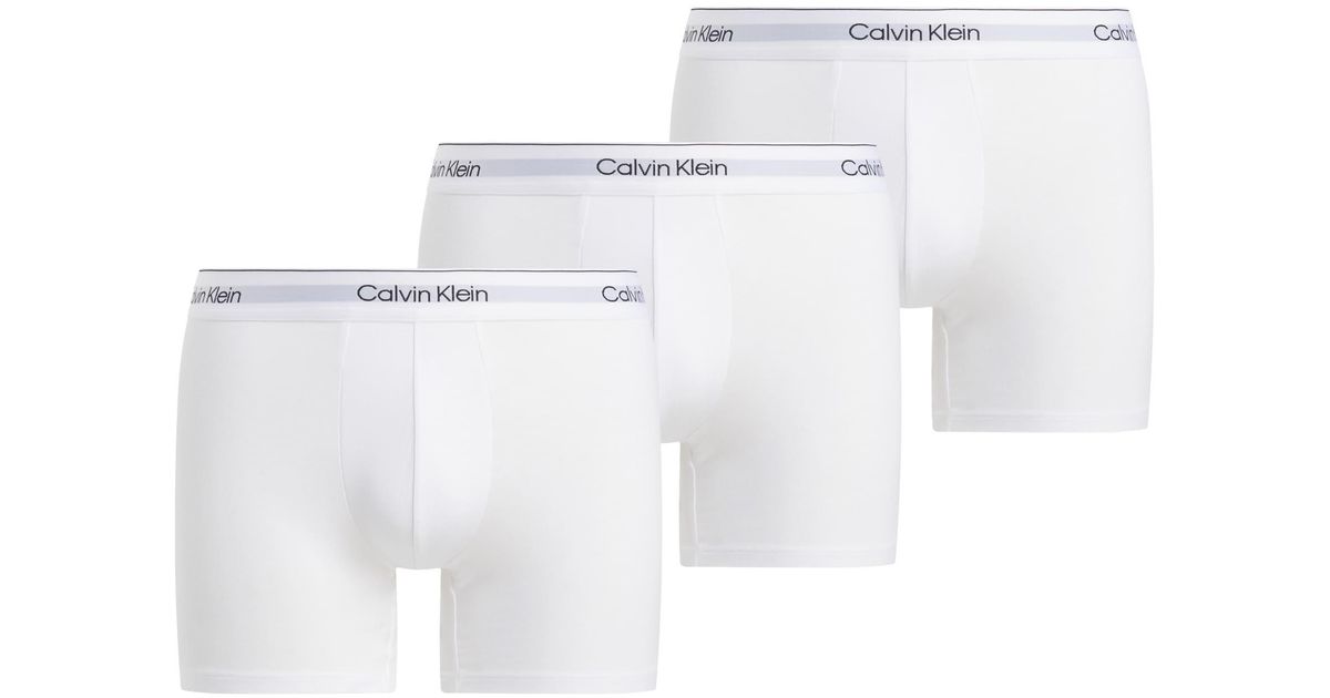 Calvin Klein Icon Cotton Stretch 3 Pack Boxer Briefs in White for Men ...