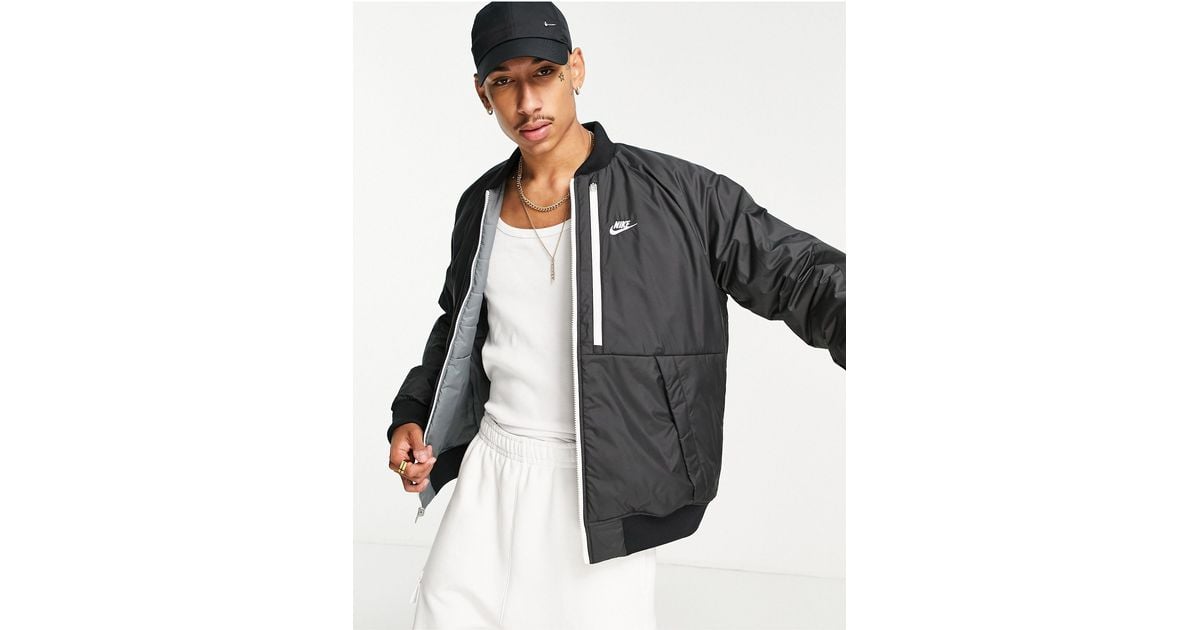 Nike Legacy Therma-fit Reversible Padded Bomber Jacket in Black for Men |  Lyst UK