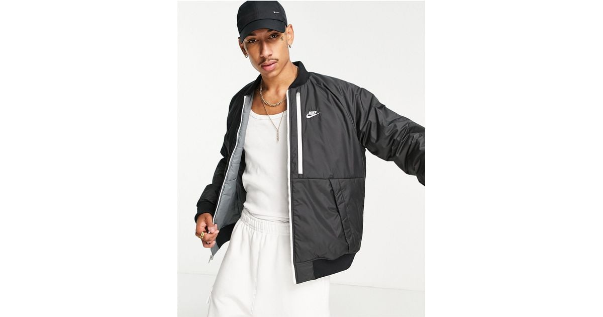 Nike Legacy Therma-fit Reversible Padded Bomber Jacket in Black & Grey  (Black) for Men | Lyst Australia