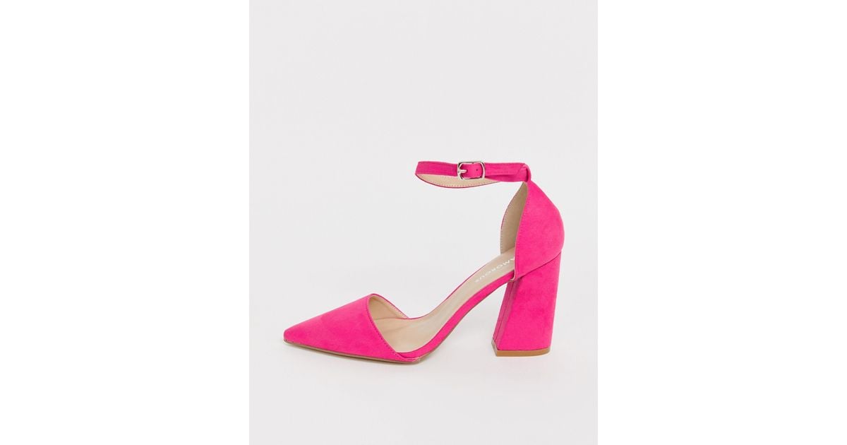 Bright Pointed Heeled Shoes in Pink 