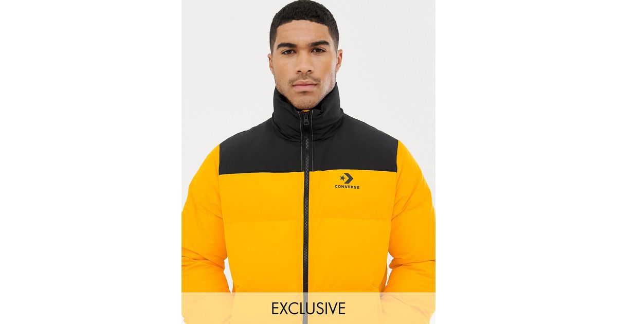 Converse Canvas Puffer Jacket in Yellow 