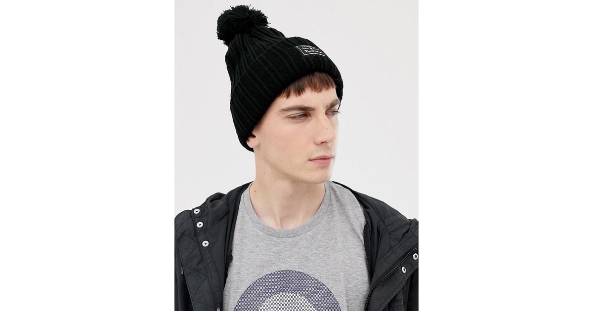 Ben Sherman Mens McCree Bobble Hat in Navy Blue One Size