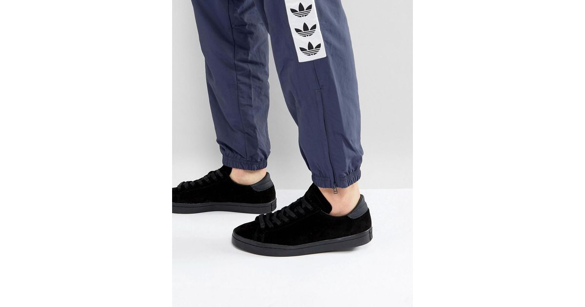 adidas court vantage black suede