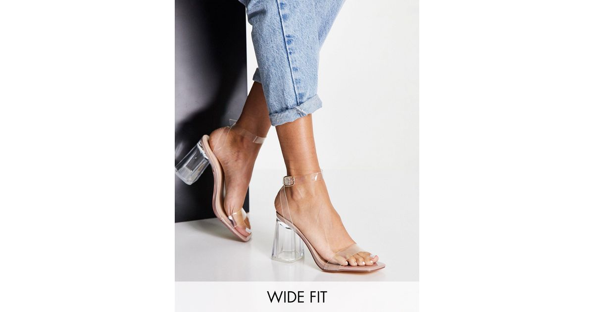 truffle collection wide fit clear heeled sandals