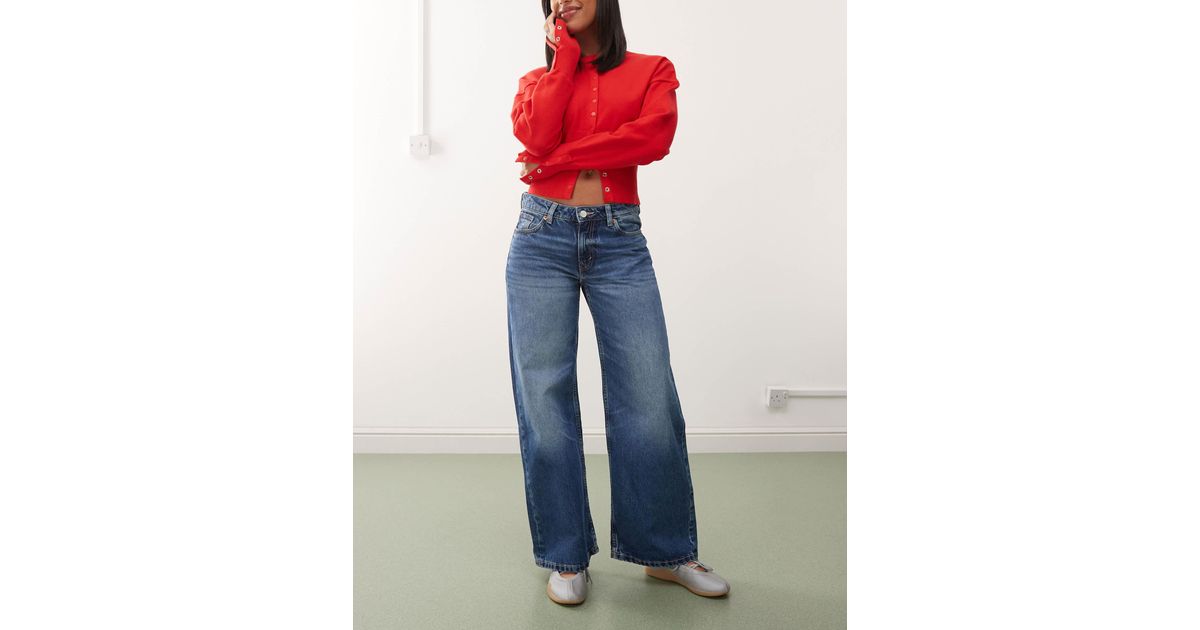 Monki 05913267 Monki Imoo Low Waist Wide Leg Jeans in Blue | Lyst