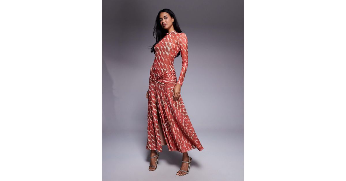 knee length dresses for ladies Bardot Lea Mesh Midi in Light Pink  TrenLend