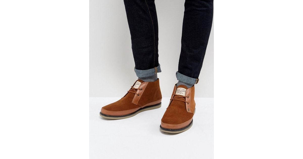 Original Penguin Brown Lodge Desert Boots In Tan for men