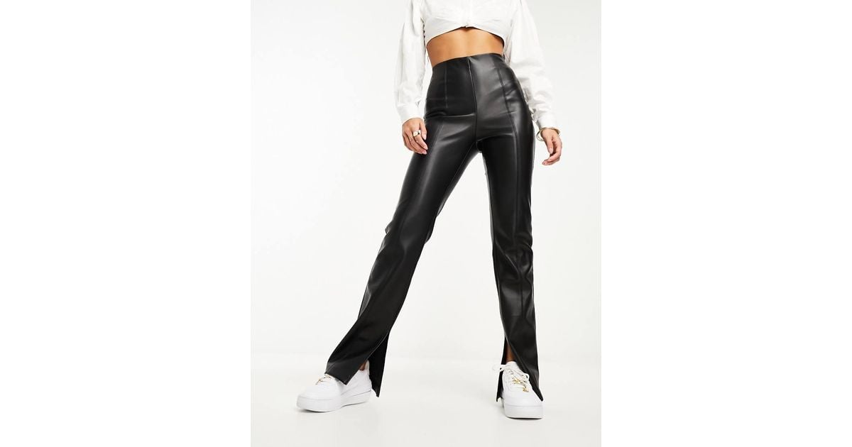 Stradivarius Leather Pants Slit Stradivarius Faux Leather Split