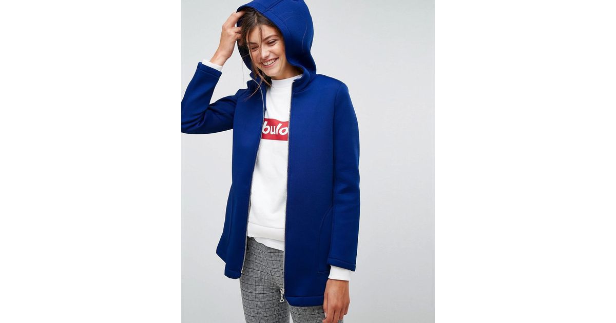 blue hooded coat
