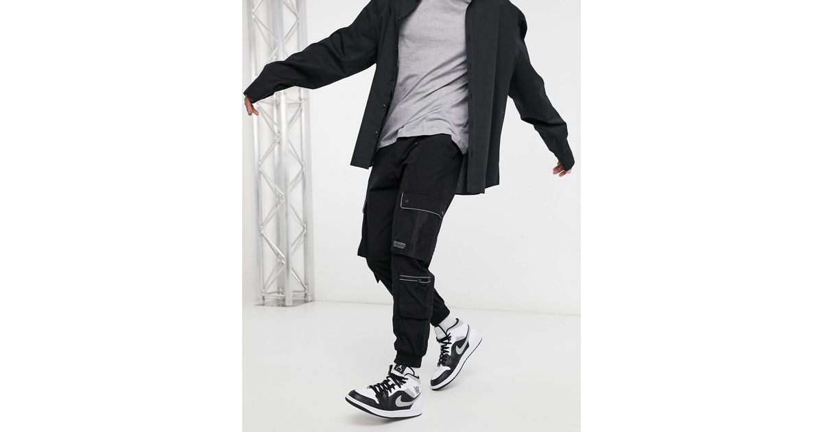 Bershka Denim Utility Cargo Trousers in Black for Men Lyst Canada