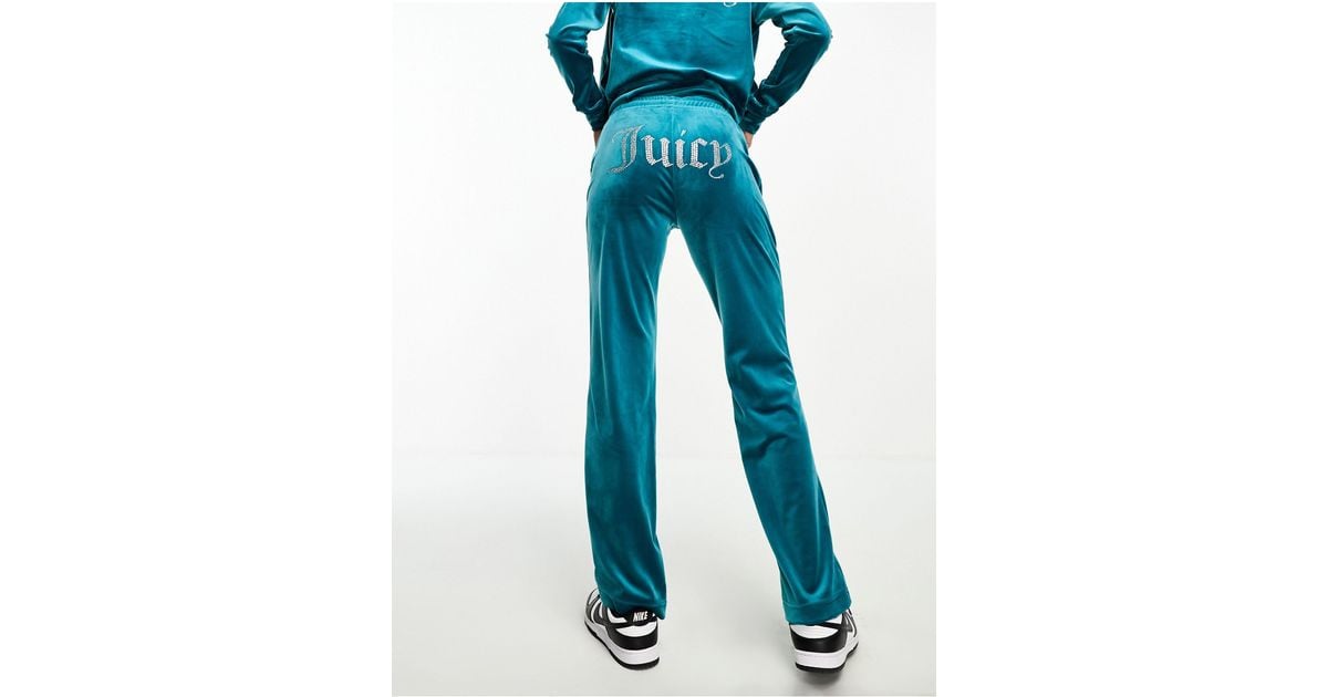 Juicy Couture Velour Tracksuit Bottoms With Diamante Logo in Blue Lyst UK