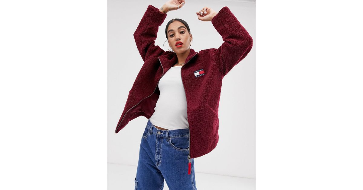 Tommy Hilfiger Sherpa Jacket in Red | Lyst