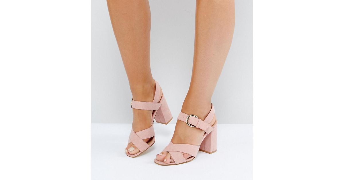 pink wide fit block heels