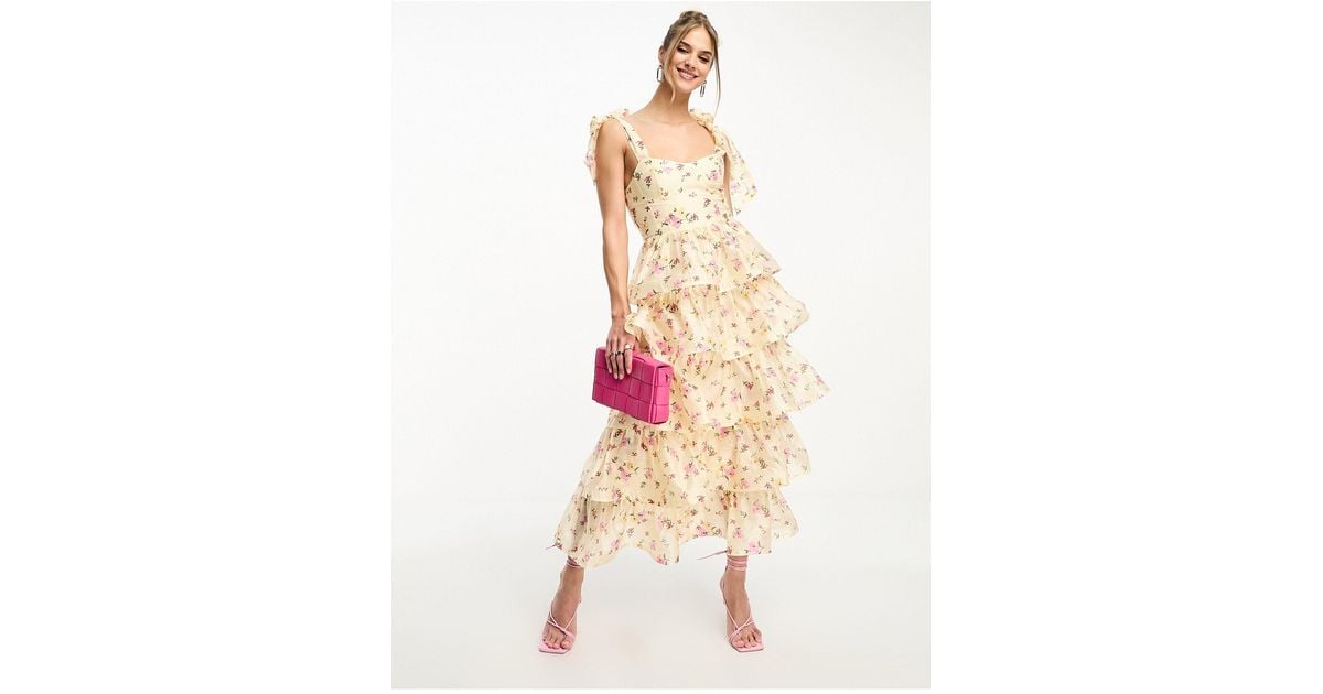 white christmas dresses Ruffle-Trim Corset Maxi Dress in Ivory - 10 main image 0