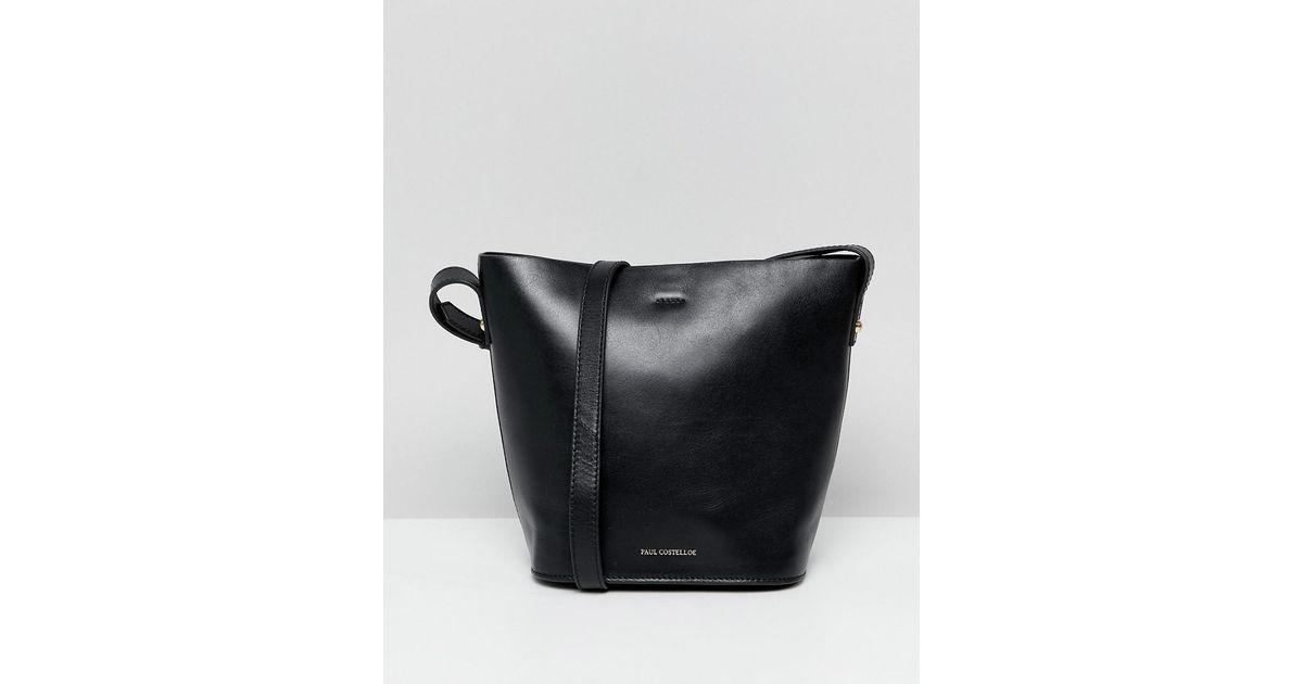 Paul Costelloe Black Real Leather Bucket Bag