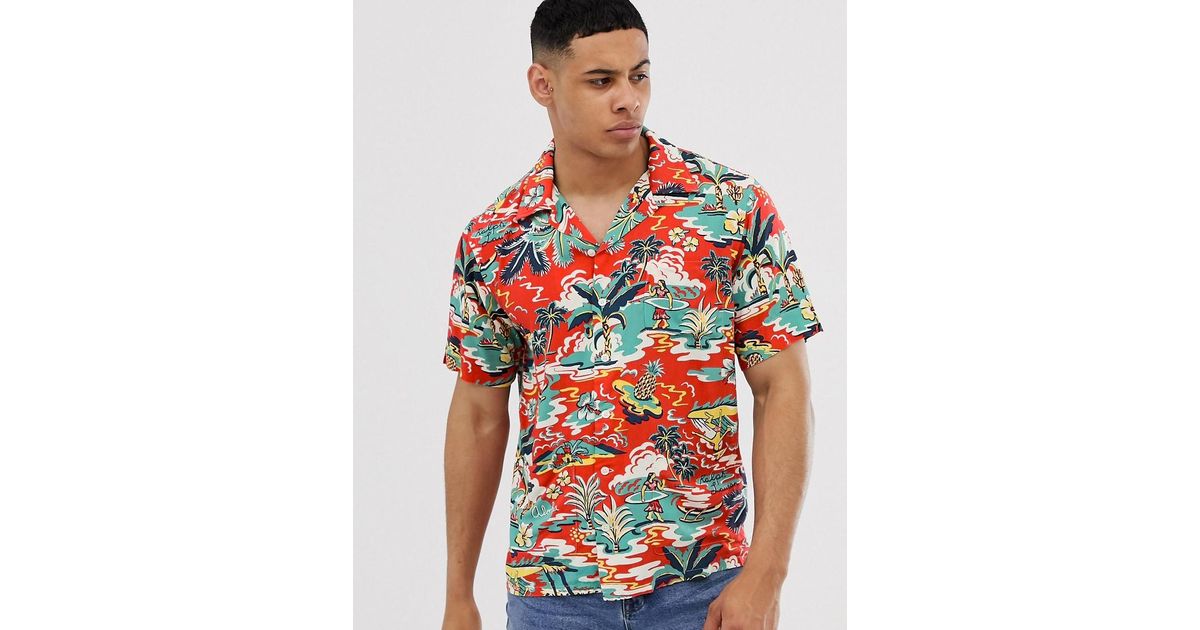 Polo Ralph Lauren Surf Print Hawaiian Print Short Sleeve Pockets Shirt in  Red for Men | Lyst Australia