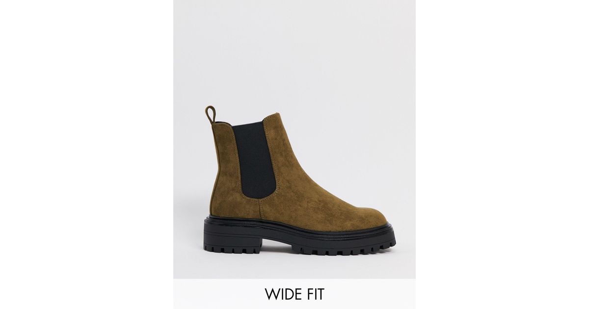 ASOS Wide Fit Angelina Chunky Chelsea Boots in Beige ...