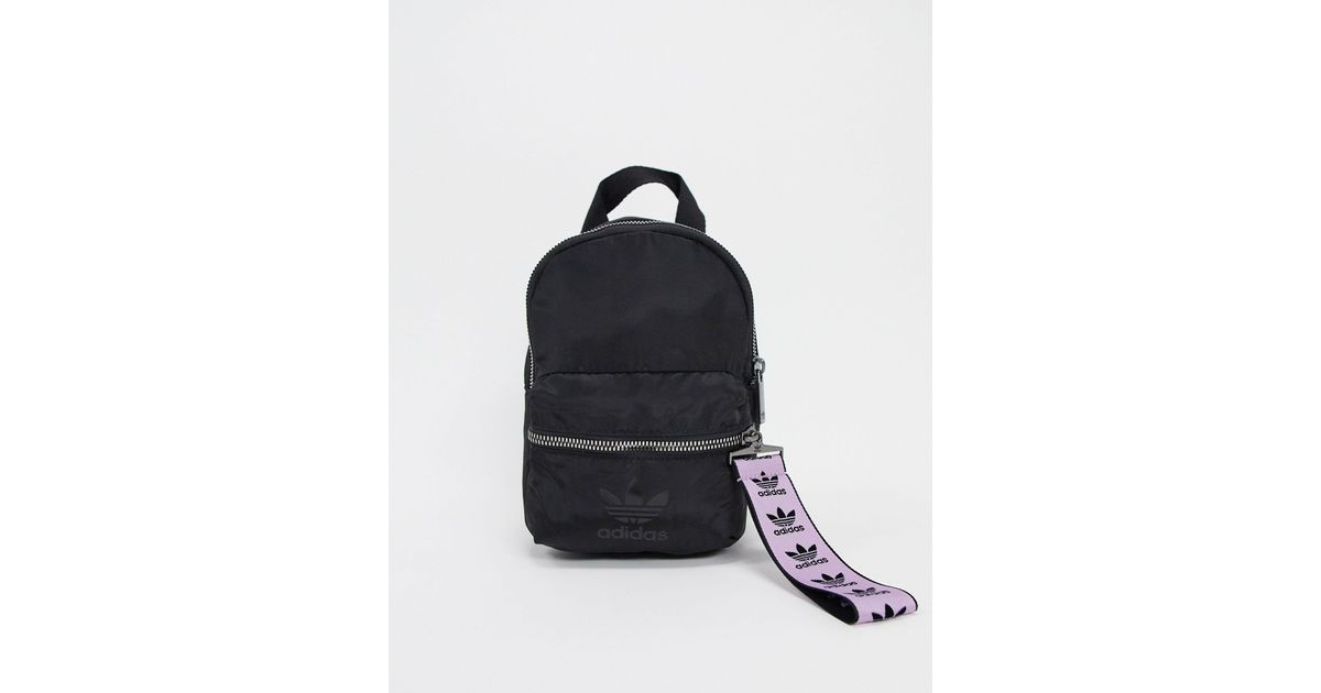 adidas originals trefoil logo mini backpack in black and lilac